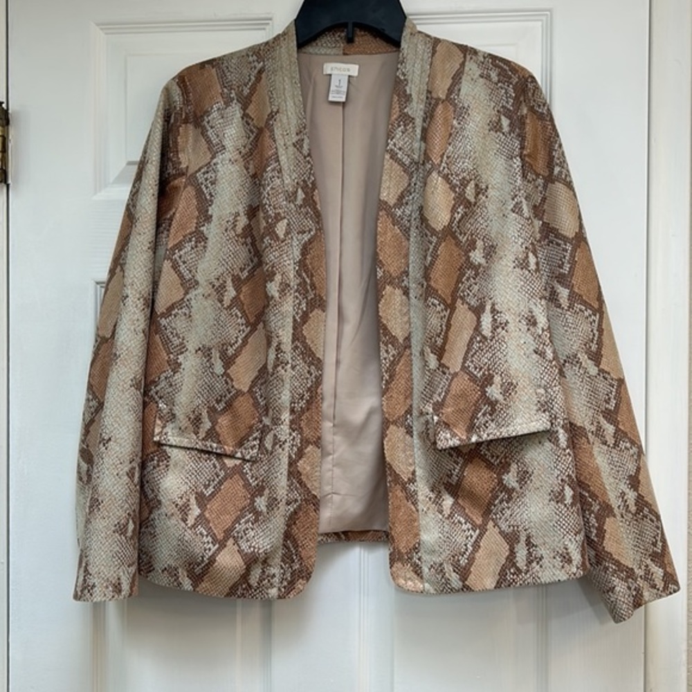 Chico"s Open Front Snake Print Blazer-Size M